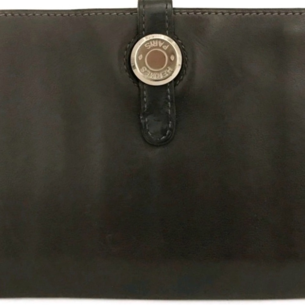 Hermes Dark Brown Dagon Leather Wallet Authentic In Excellent Condition